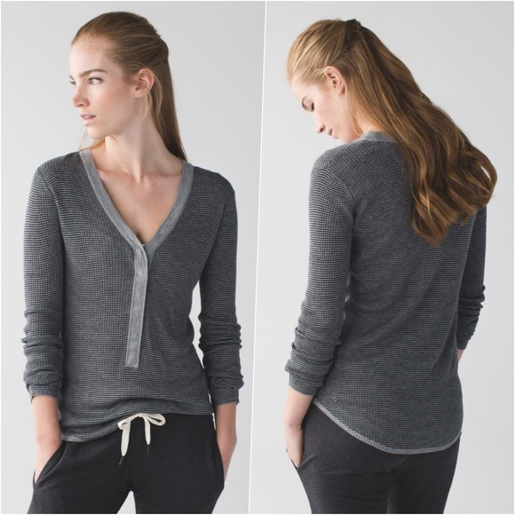 lululemon athletica Tops - RARE Lululemon V Neck Lightweight Cashmere Long sleeve Henley Grey 8 NWOT